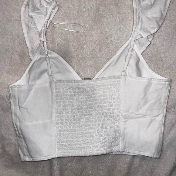White Ruffled Crop Top - Picture 2 of 2